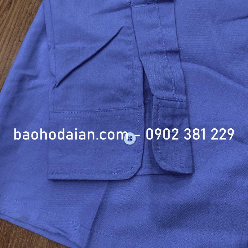- Áo sơ mi bảo vệ màu xanh dương vải Kate Fo siêu mát - hình thật