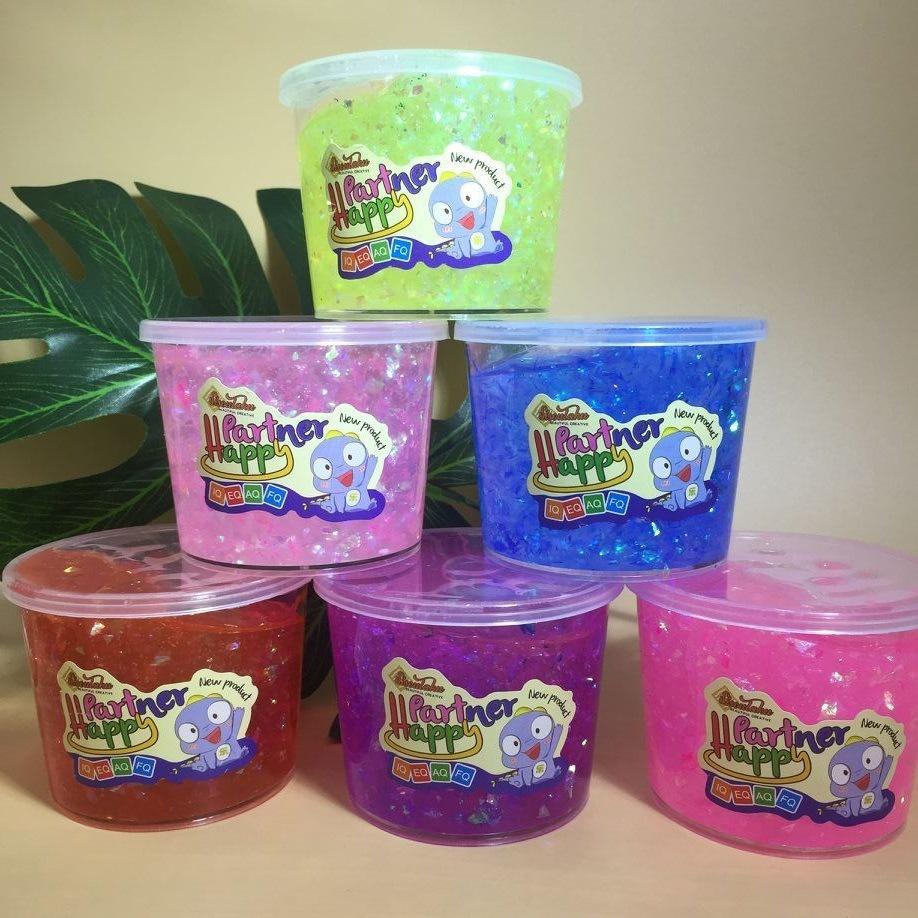 Slime âu to tròn 200ML nhũ kim tuyến giấy 9 màu cực đẹp Đồ chơi hũ slam chất nhờn ma quái squishy