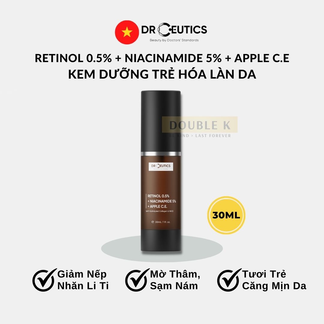 Kem Chống Lão Hóa DrCeutics Retinol 0.5% + Niacinamide 5% + Dịch Chiết Tế Bào Táo - Double K