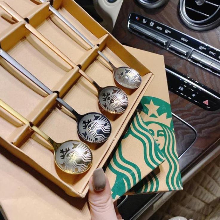 SET 4 THÌA MUỖNG STARBUCK SANG TRỌNG CÓ THỂ LÀM QUÀ TẶNG