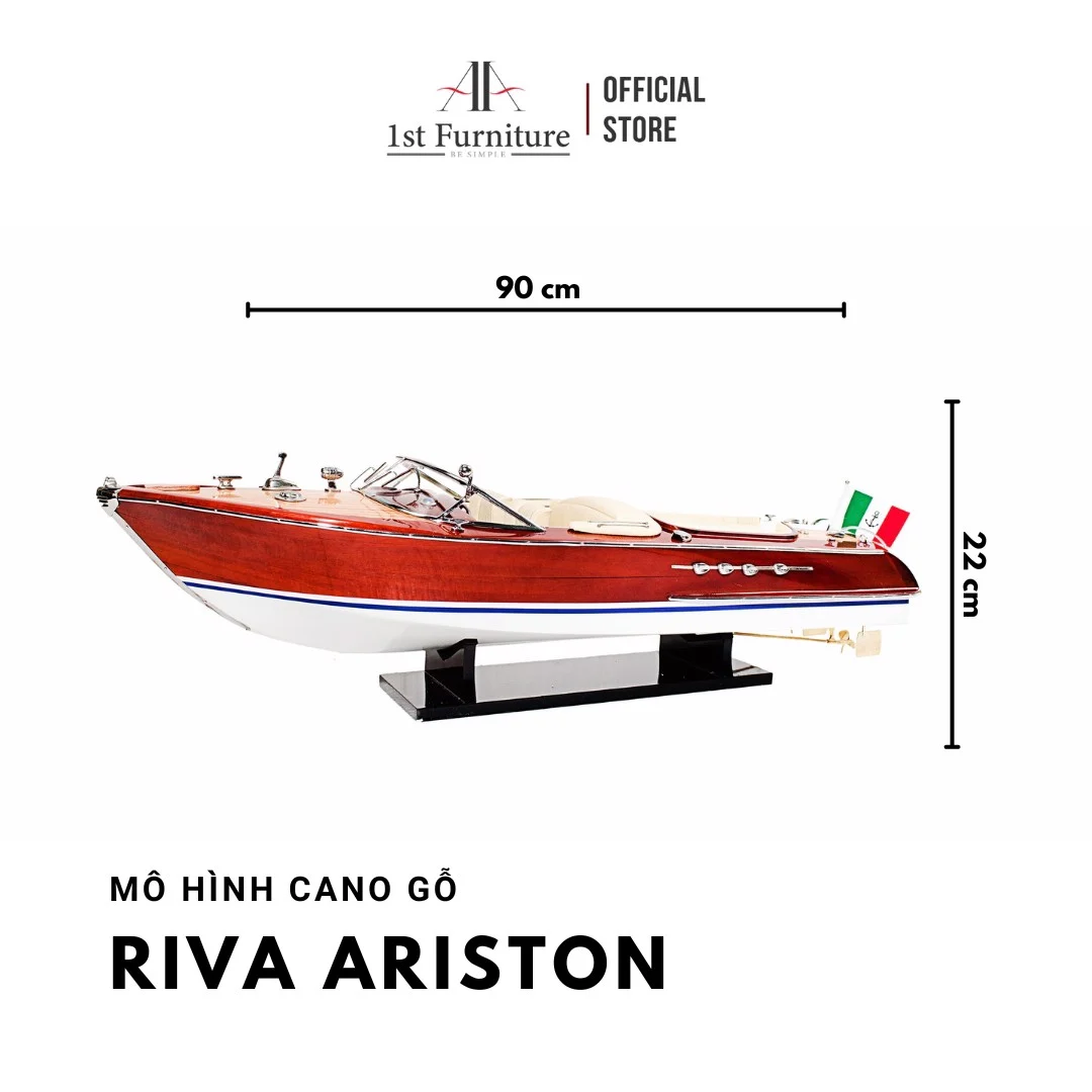 Mô hình cano RIVA ARISTON cao cấp, mô hình thuyền gỗ tự nhiên sang trọng lắp ráp sẵn 1st FURNITURE