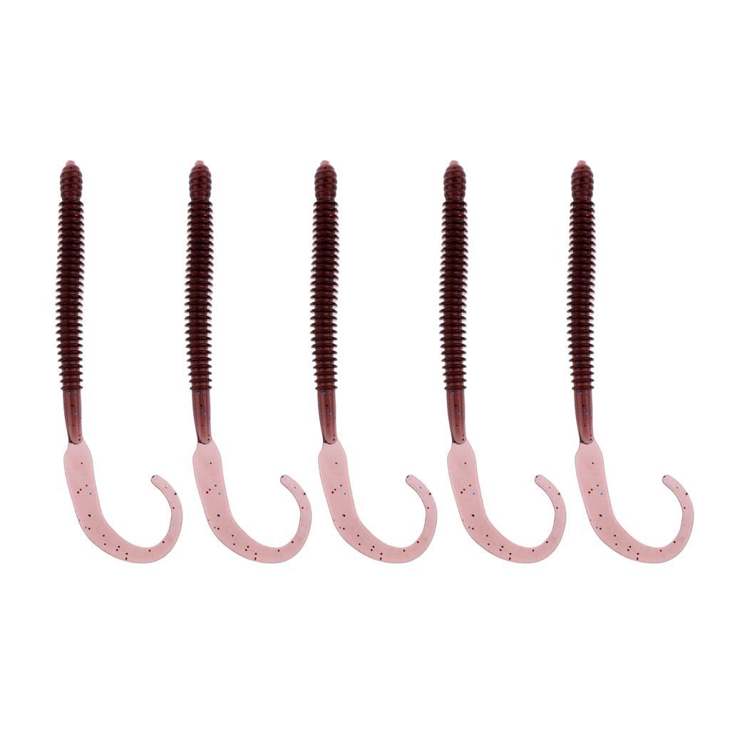 5Pcs Soft Earthworm Worm Lure Fishing Baits Ribbed Body Lures Kit