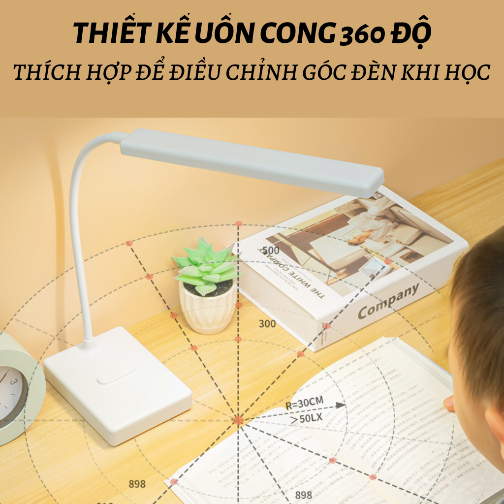 Đèn bàn Tích Điện 3 màu ánh sáng, học tập, đọc sách, làm việc