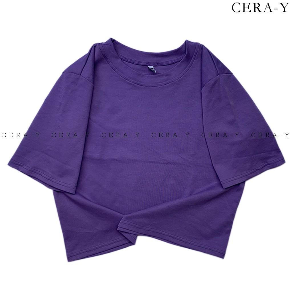 Áo thun thể thao form rộng croptop CERA-Y màu đen CR001