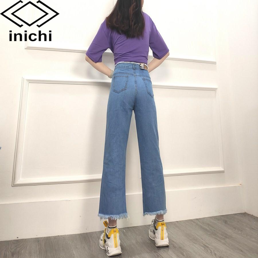 Quần jean nữ baggy INICHI Q700 dài lưng cao ống loe thời trang 2020