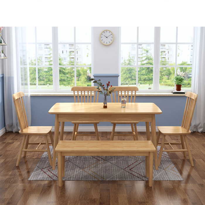 Bộ bàn ăn gỗ tự nhiên CF29 140cm kèm 6 ghế (kt 140x80x75cm)