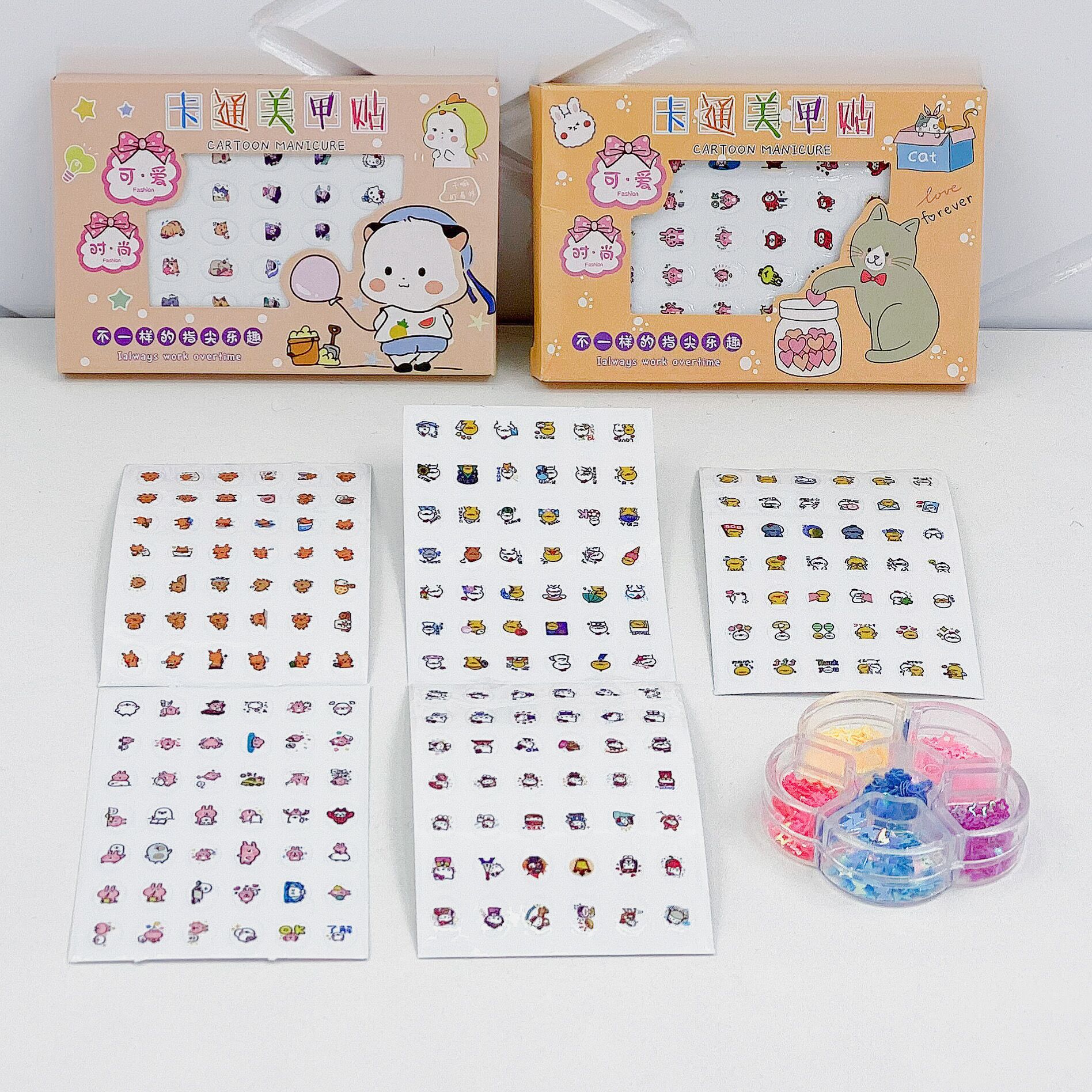 Sticker, hình dán móng tay họa tiết dễ thương cho bé gái hộp gồm 5 tờ
