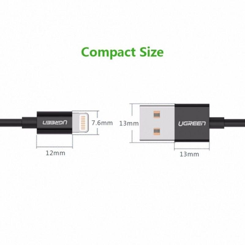 Ugreen UG80822US155TK 1M màu đen cáp Lightning ra USB có chíp MFI chính hãng - HÀNG CHÍNH HÃNG