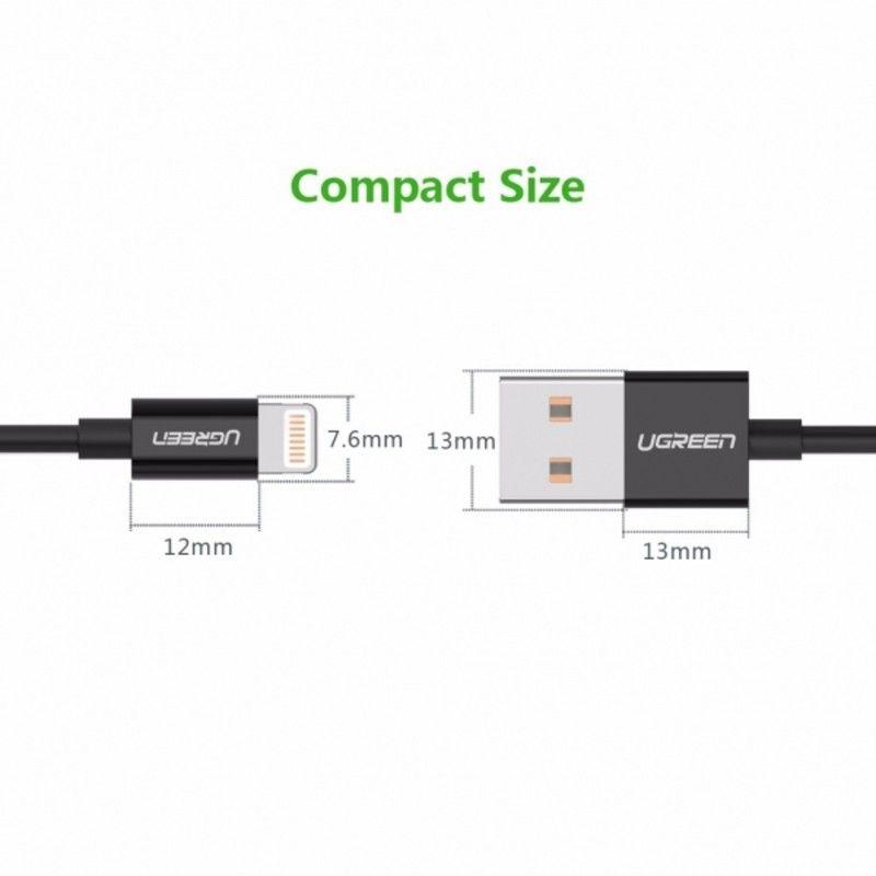 Ugreen UG80823US155TK 2M màu đen cáp Lightning ra USB có chíp MFI chính hãng - HÀNG CHÍNH HÃNG