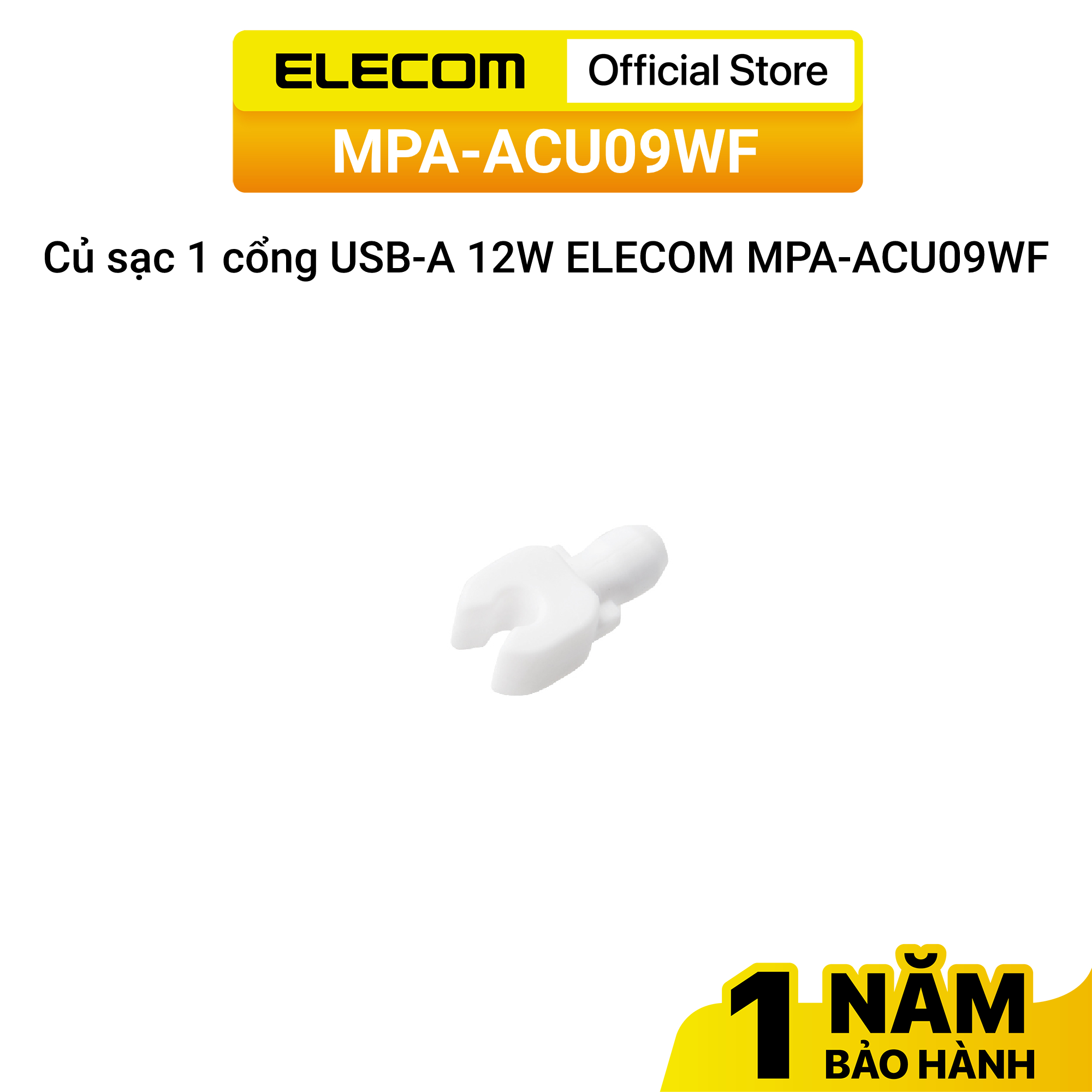 Củ sạc 1 cổng USB-A 12W ELECOM MPA-ACU09WF - Hàng chính hãng