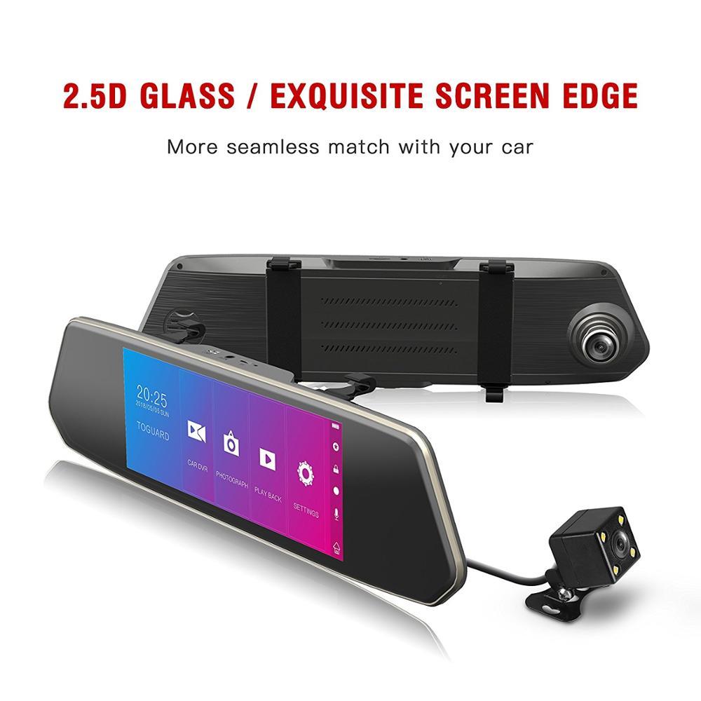 7 "Màn hình cảm ứng 1080p xe dvr camera ống kính kép ống kính tự động quay video quay lại máy quay phản lực gương