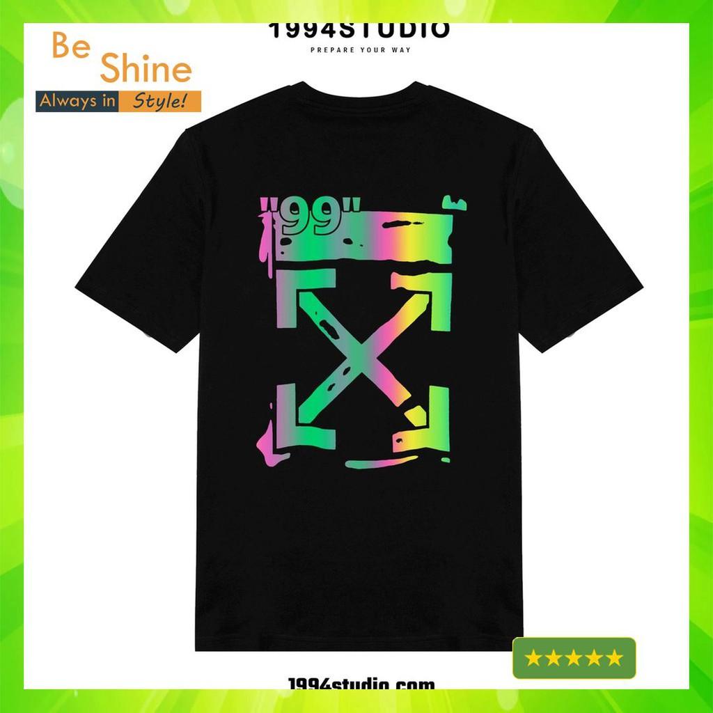 Áo Thun Unisex Logo Off White 99 Phản Quang 7 Màu Form Rộng Thời Trang Nam Nữ Phong Cách Hàn Quốc