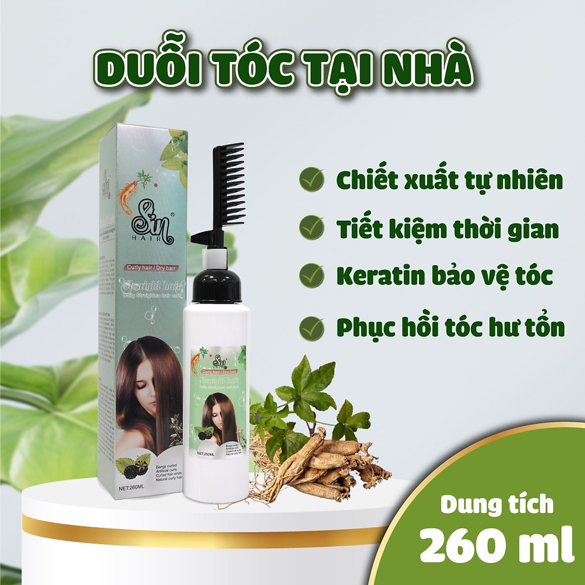  Dầu Gội Duỗi Tóc Sin Hair Tại Nhà 260ml - Giúp Tóc Bóng Mượt Như Salon