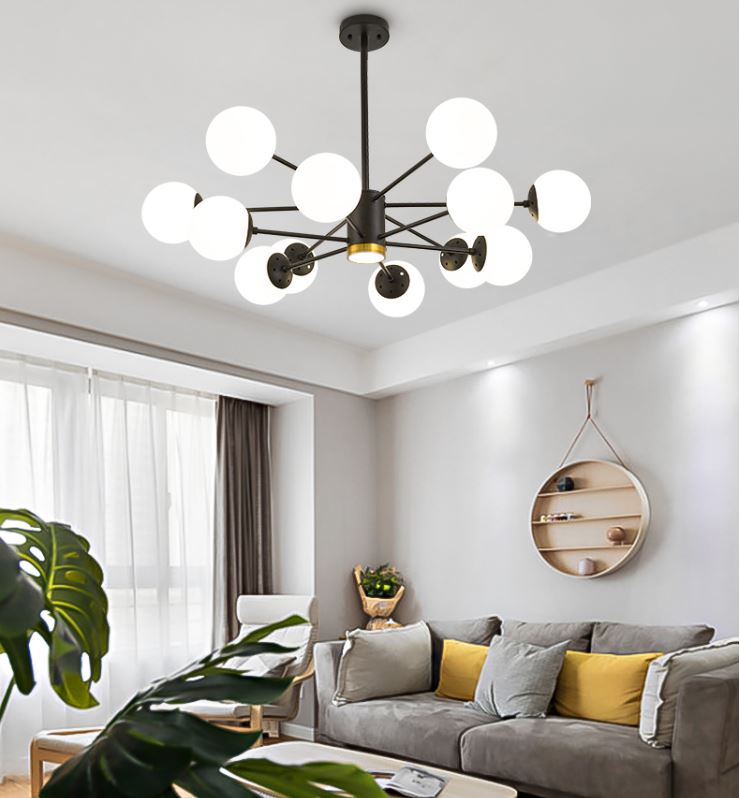Đèn chùm ALIGA cao cấp hiện đại loại 12 bóng trang trí nội thất sang trọng - Kèm bóng LED chuyên dụng.