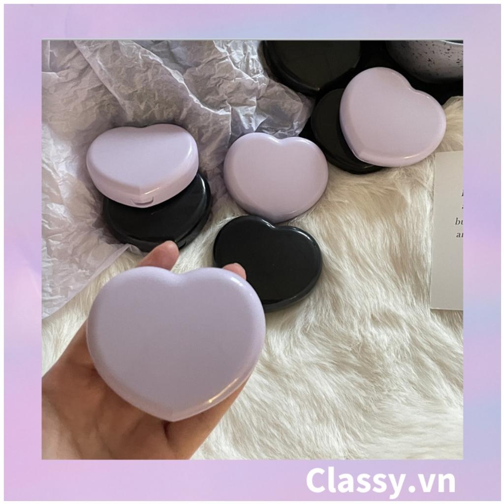 Hộp đựng kính áp tròng Classy Kèm Gương Và Nhíp tông màu  pastel nhẹ nhàng, hình trái tim đơn sắc PK1688