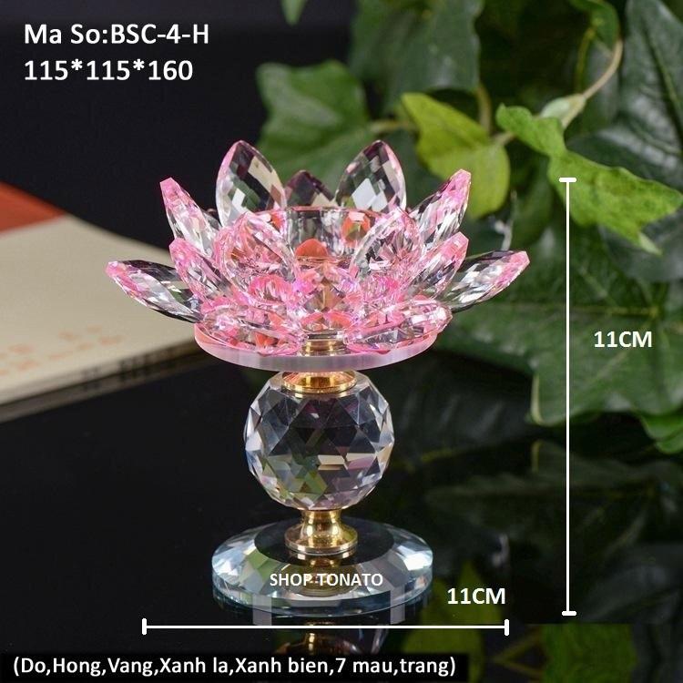 CHUNG ĐÈN CẦY BÔNG SEN PHA LÊ THỦY TINH SỐ 4 NT