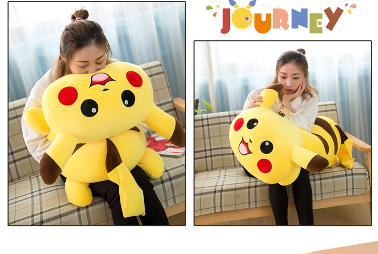 Gấu bông pikachu, thú nhồi bông gối ôm pikachu cao cấp vải nhung co giãn 4 chiều