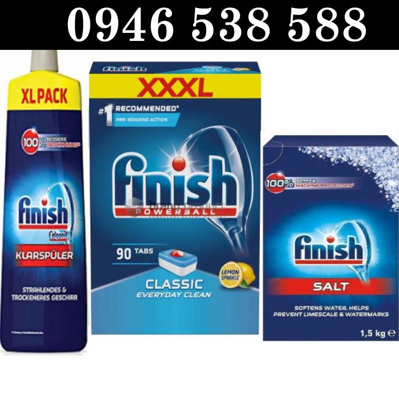 Combo Viên rửa chén Finish 90V + Muối Finish 1.5kg + Nước làm bóng bát Finish 750ml