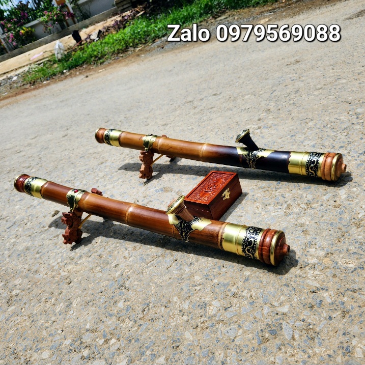 Điếu trúc bọc đồng hoa văn 2 lớp