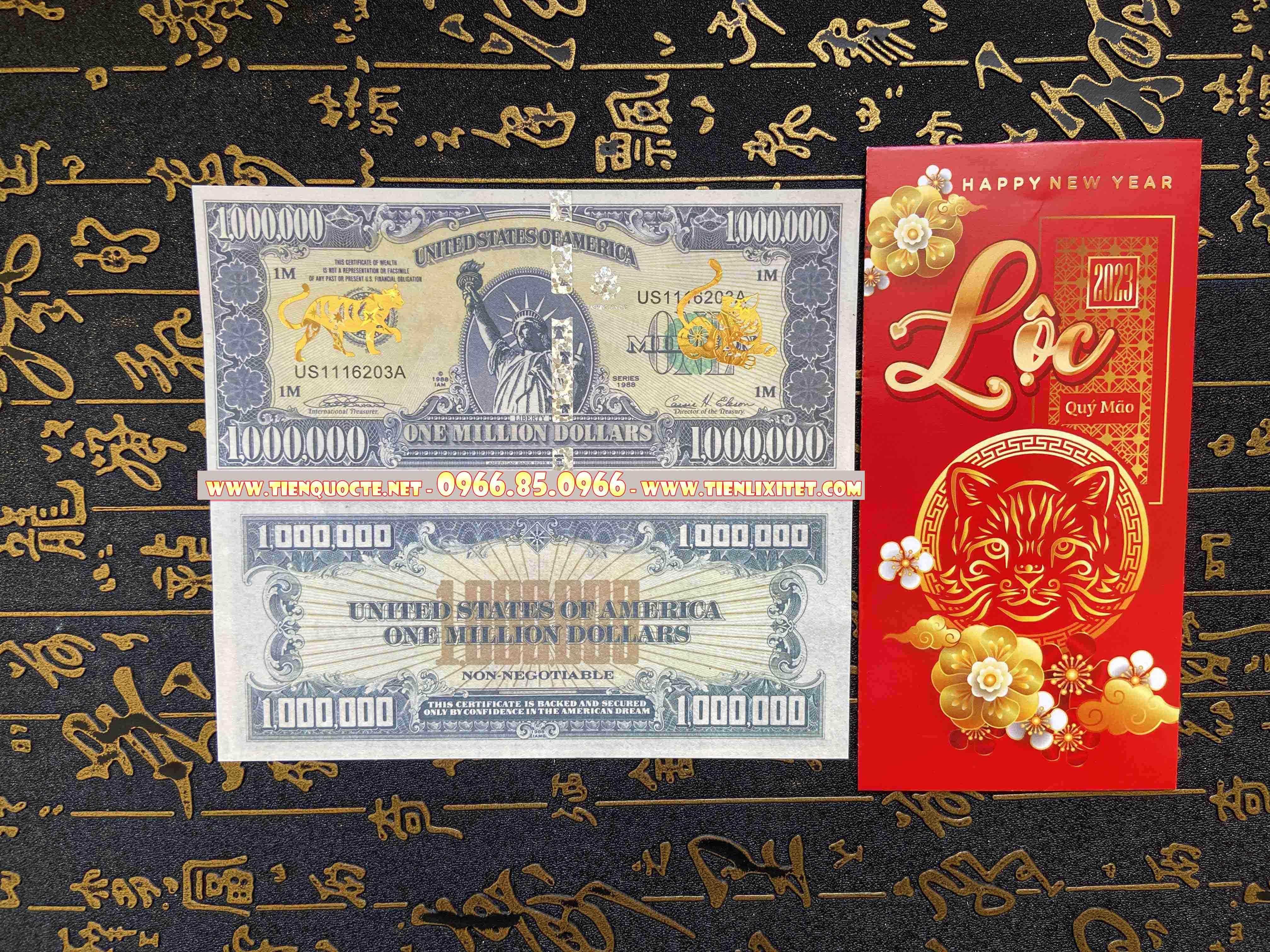 Lì xì tết ti.ền Hình Con mèo 1 Triệu u.sd lưu niệm 2023 , tặng bao đỏ may mắn 2023 LGLS00092