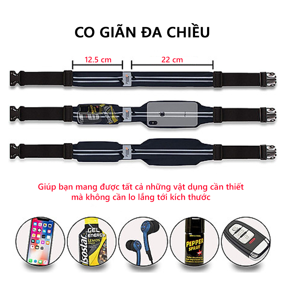 Đai, túi đeo eo thể thao nam nữ Rhino B201 đựng vừa điện thoại 6.5 Inch và đa dạng các loại vật dụng, hàng chất lượng tiện dụng khi đi chơi, dã ngoại, hoạt động ngoài trời yoga, leo núi, chạy, đi bộ, đạp xe, tập gym, cầu lông