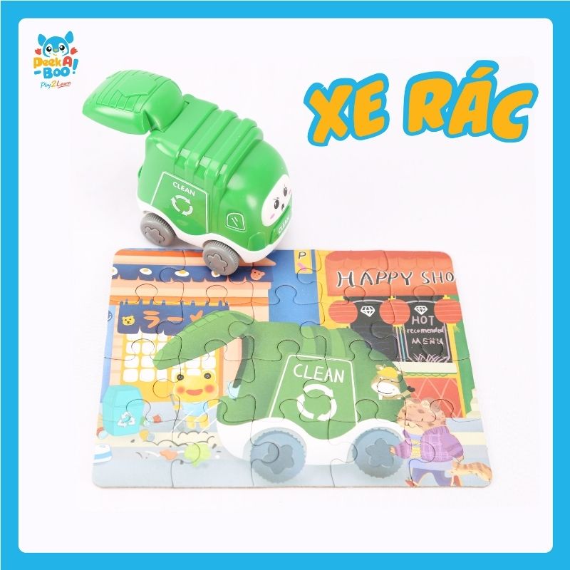 Đồ Chơi PEEK A BOO Bộ 6 Xe Mini Kèm Xếp Hình Vui Nhộn PAB012