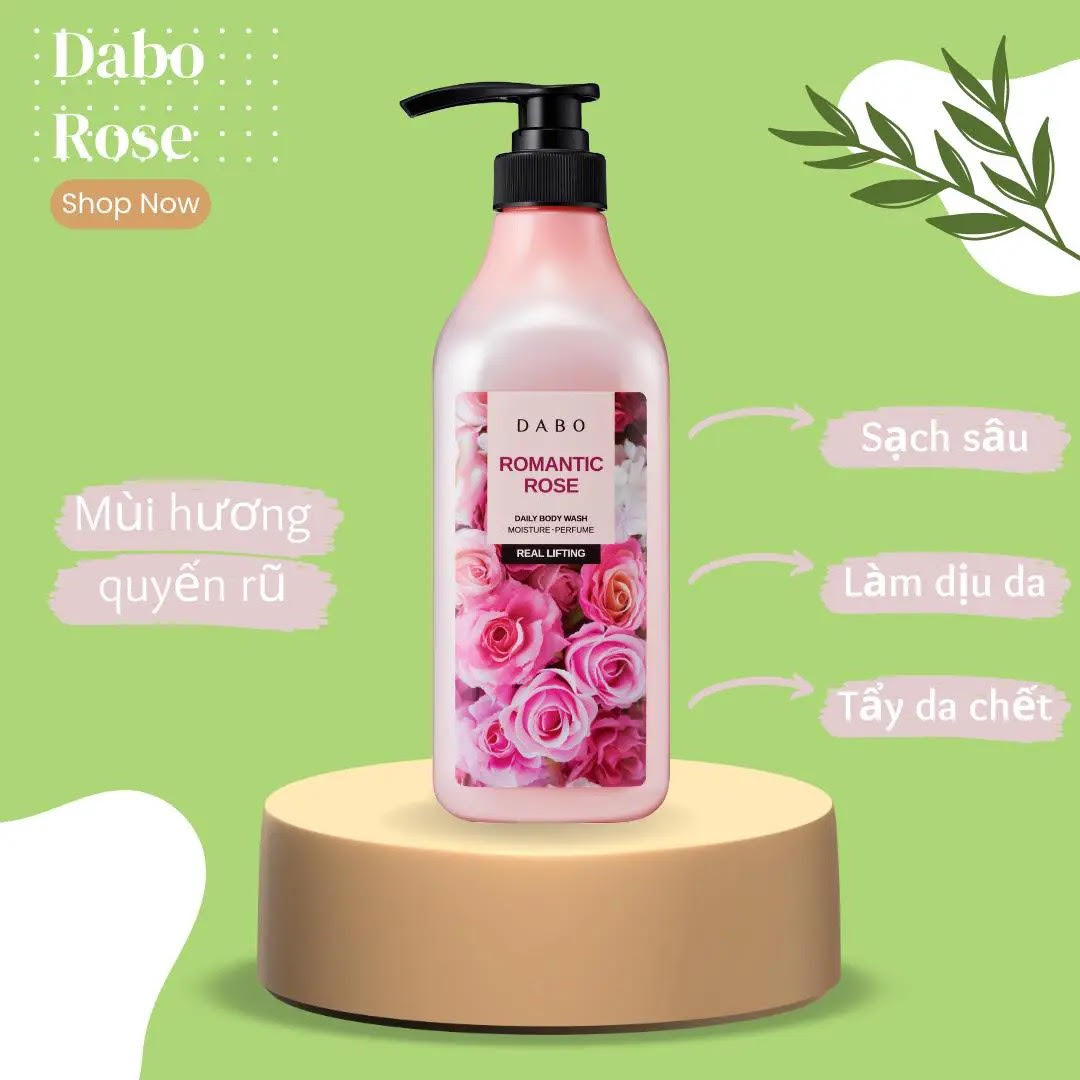 Sữa tắm hương nước hoa cao cấp giúp săn chắc da Hàn Quốc Dabo Romatic Rose (750ml) Tinh chất hoa hồng – Hàng chính hãng.