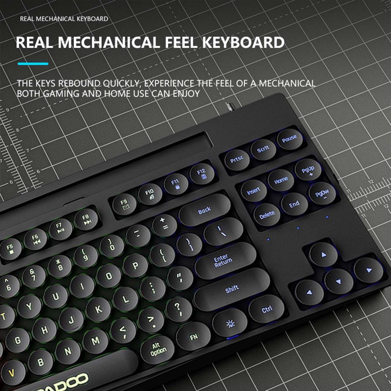 Mechanical Gaming Keyboard Rainbow Backlit for Gamer Office Worker Desktop