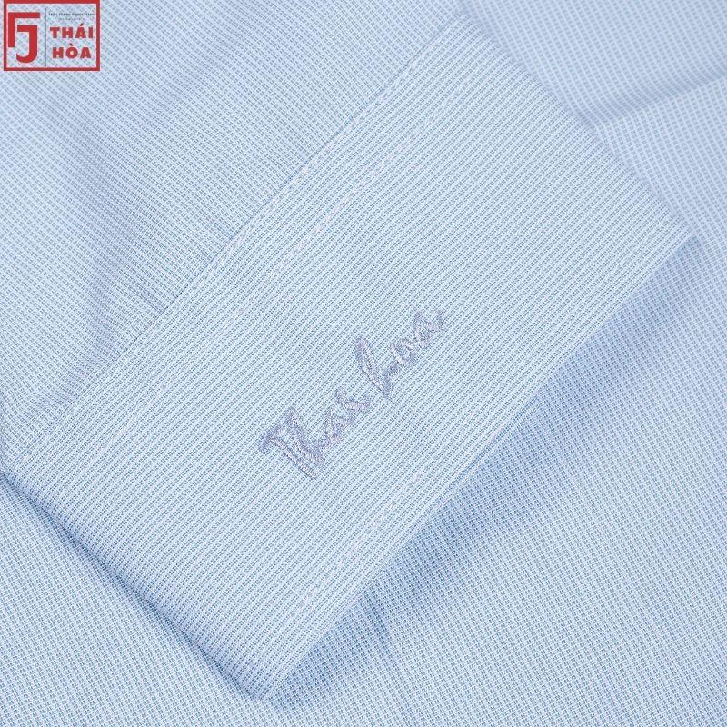 Áo sơ mi nữ Thái Hoà đẹp cao cấp kẻ tăm caro màu xanh cotton công sở 631-12-01