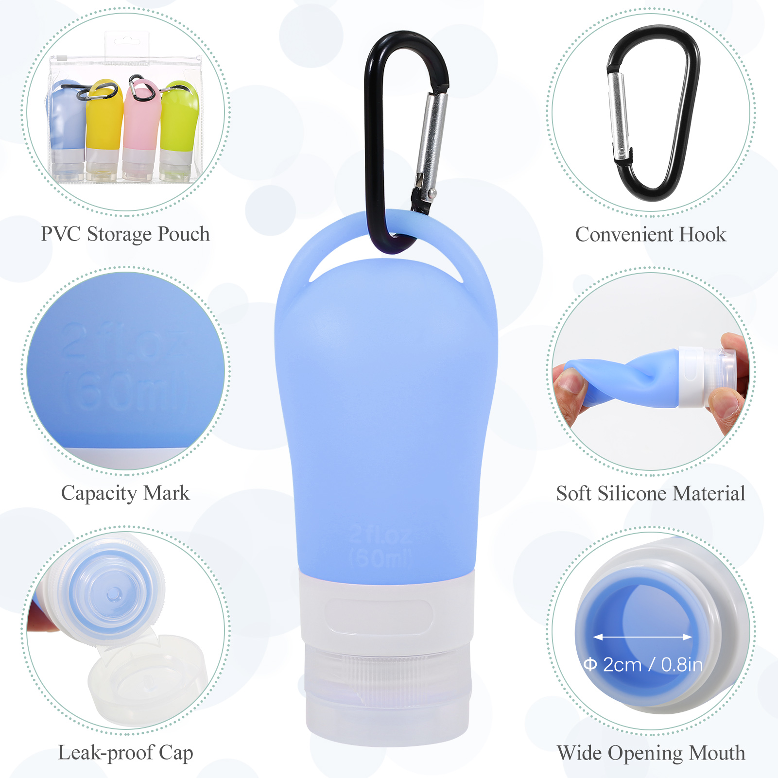 Set 4 Chai Du Lịch 60Ml Có Móc