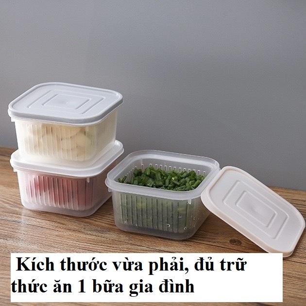 Hộp trữ đông, hộp nhựa đựng thức ăn tủ lạnh tách nước giúp thực phẩm tươi lâu
