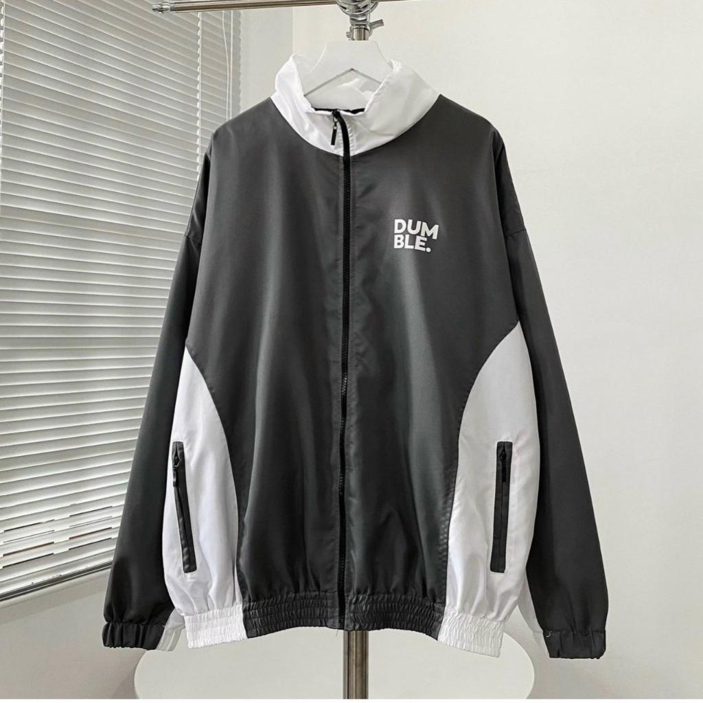 Áo khoác dù 2 lớp IN chữ DUM.BLE kiểu dáng Bomber CỔ CAO unisex nam nữ mặc được