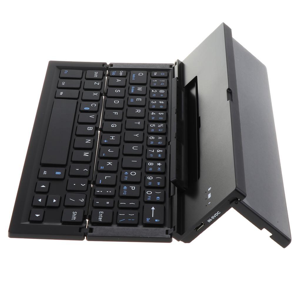 Foldable Tri-fold Bluetooth Keyboard Triple Wireless For PC Folding Black
