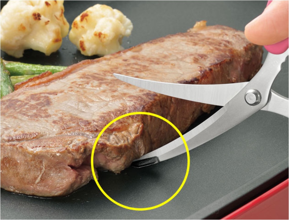 Kéo cắt thịt nướng đầu cong Shimomura Yaki Party 180mm hàng nội địa Nhật Bản