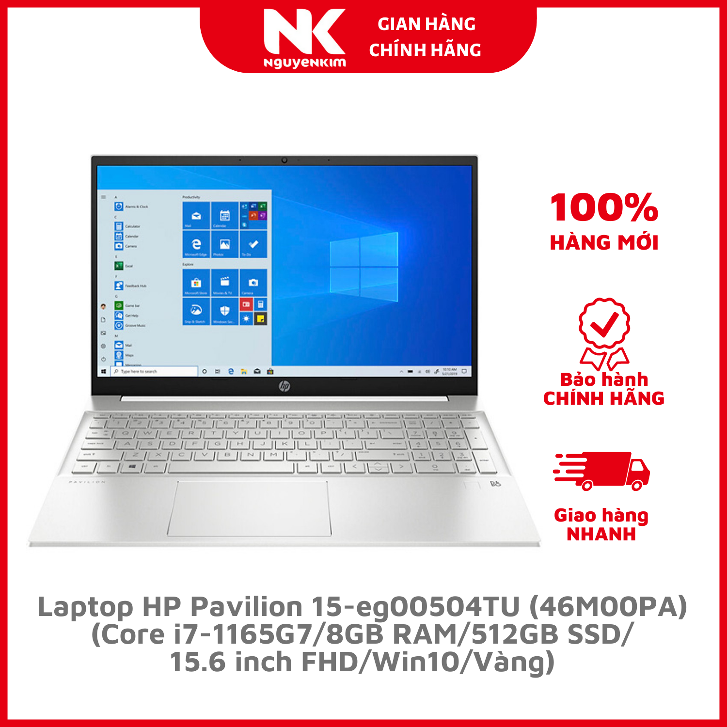 Laptop HP Pavilion 15-eg00504TU (46M00PA) (i7-1165G7/8GB RAM/512GB SSD/15.6 FHD/Win10/Vàng) Hàng chính hãng