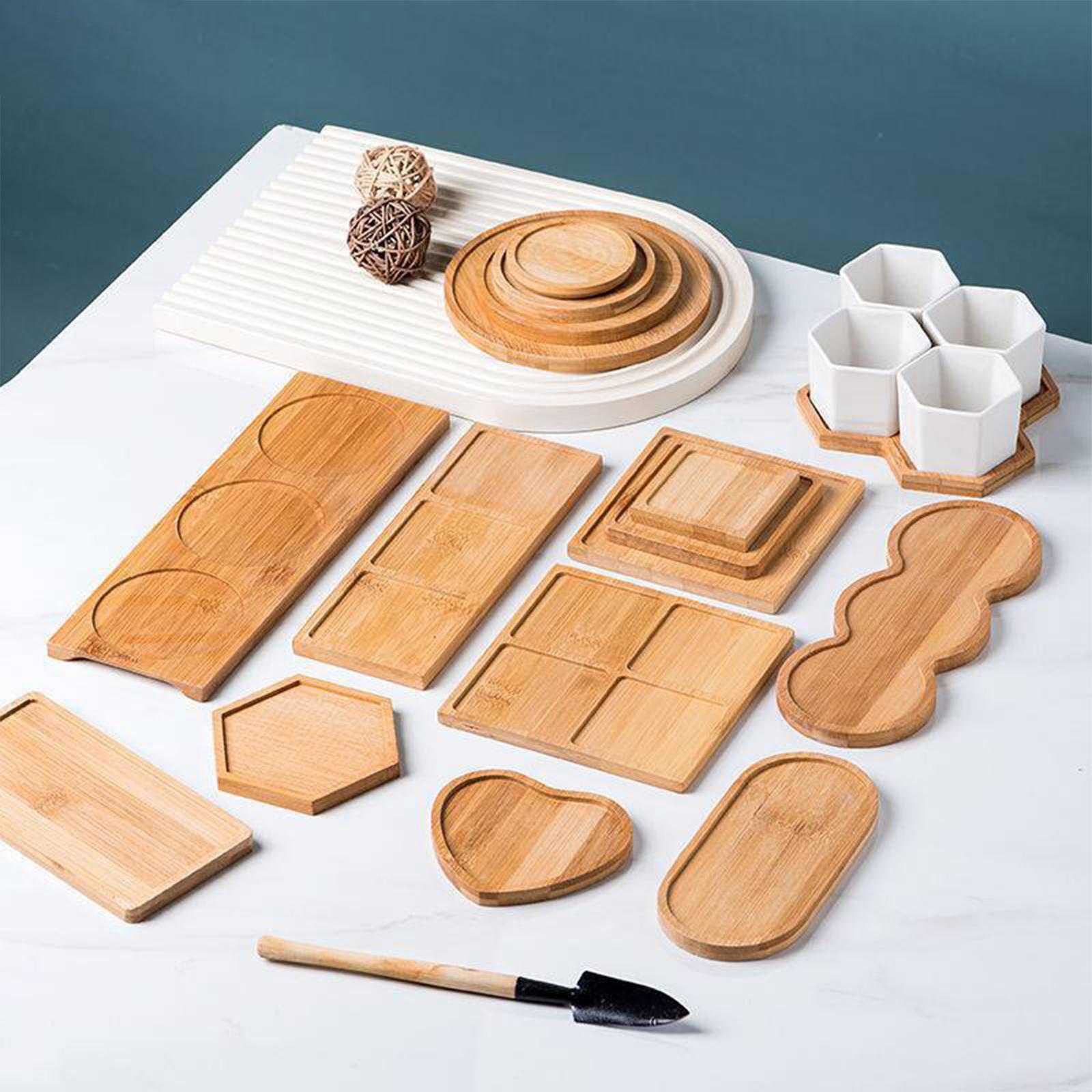 Bamboo Serving Tray Breakfast Trays Food Tray for Living Room Buffet