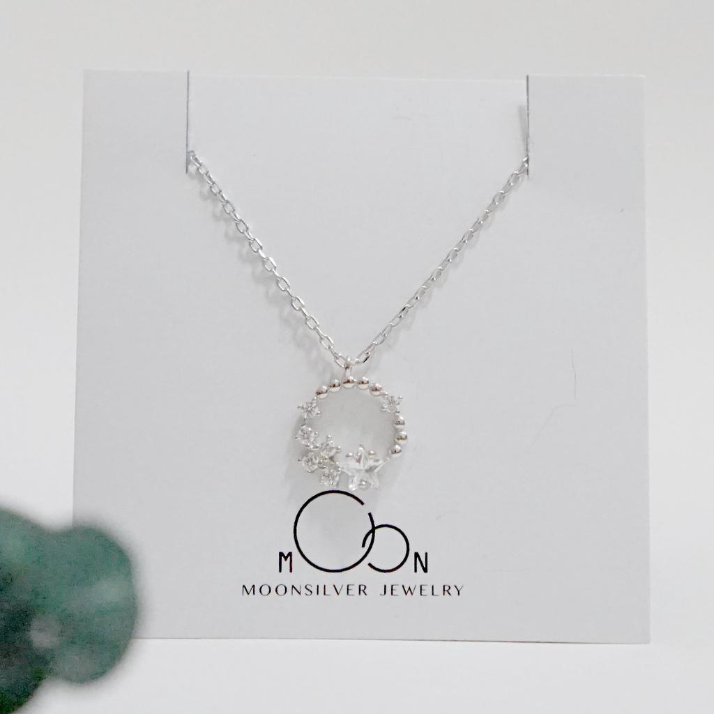 Dây chuyền bạc vòng tròn trăng sao lấp lánh Moonsilver