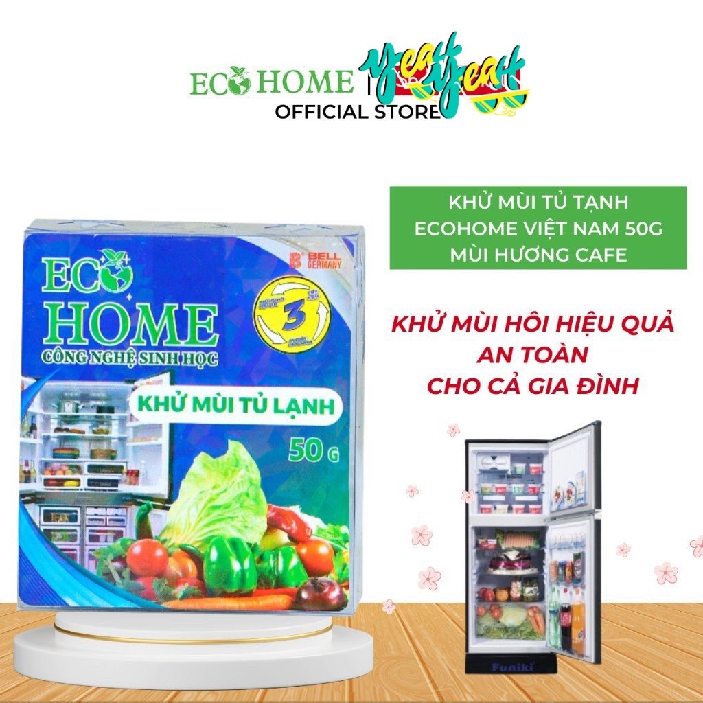 Khử Mùi Tủ Lạnh Công Nghệ Sinh Học ECOHOME 50G Mùi Hương Cafe Giúp Loại Bỏ Mùi Hôi Từ Thịt Cá Thức Ăn Thừa Rau Củ