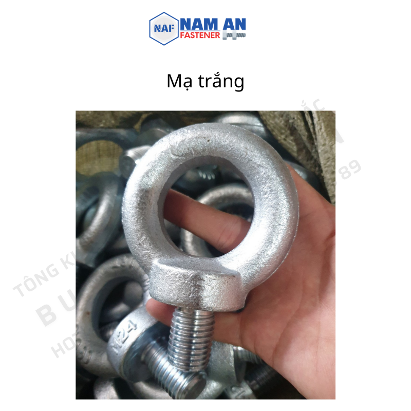 3 Con Bu lông tai cẩu M12, M16, M20, M24, bulong móc cẩu Mạ trắng hàng đẹp chuẩn