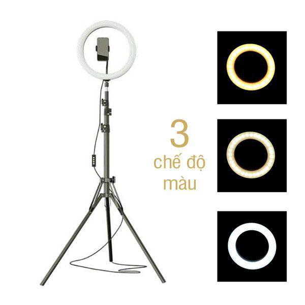 Bộ Đèn LED trợ sáng 26cm tích hợp 3 nguồn ánh sáng trắng/vàng/trung tính hỗ trợ livestream, selfie, quay Tiktok