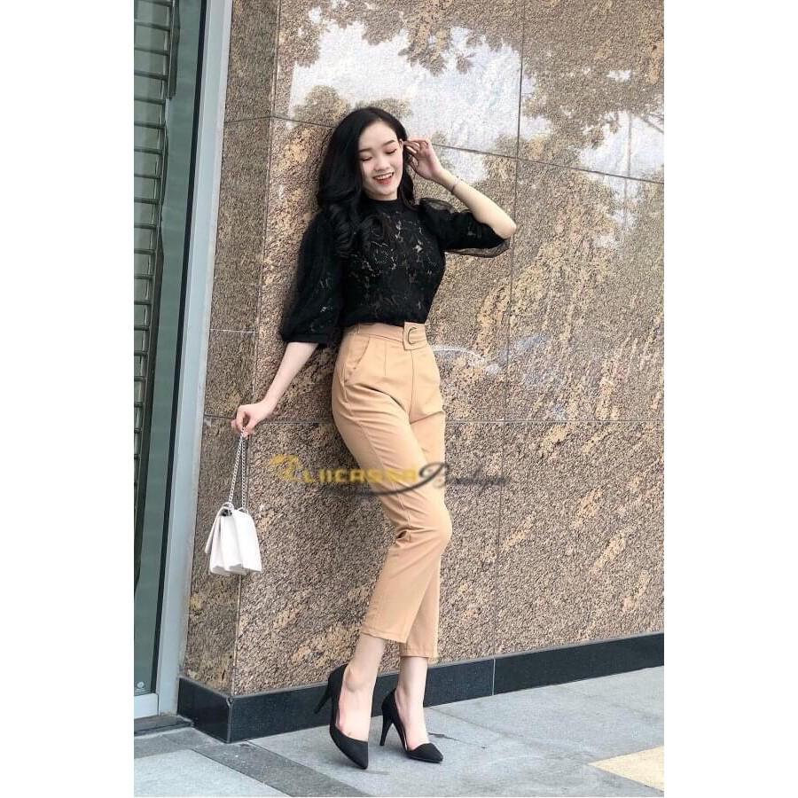 Quần Tây Khoen To Baggy Full Dây Khoen tròn giữa siêu sang xịn thời trang quần baggy khuyên to 8319