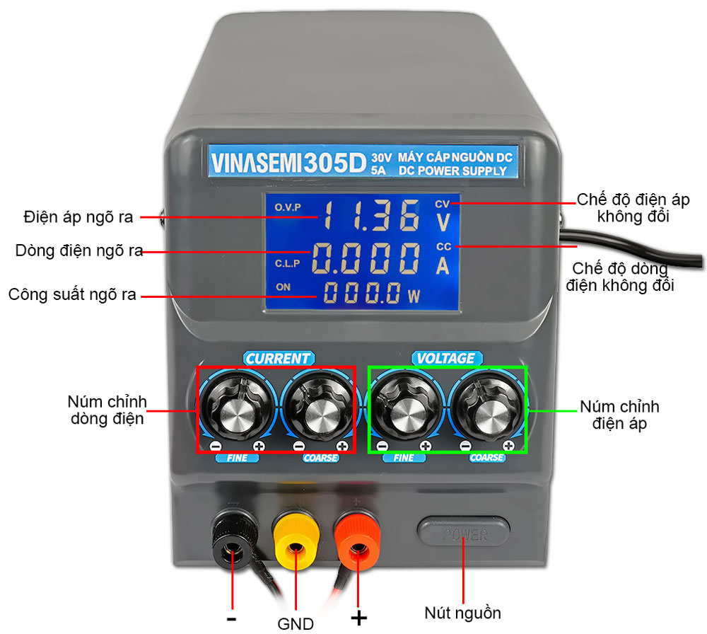 Vinasemi 305D Máy Cấp Nguồn DC 30V 5A Hàng Chính Hãng