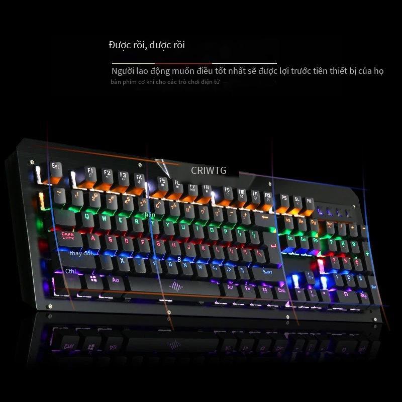 Giá đặc biệt Bàn phím cơ K26 thật 104 phím bàn phím phát sáng trục xanh Quán cà phê Internet Bàn phím trò chơi có đèn nền quán cà phê đầy đủ phím không cần đục lỗ