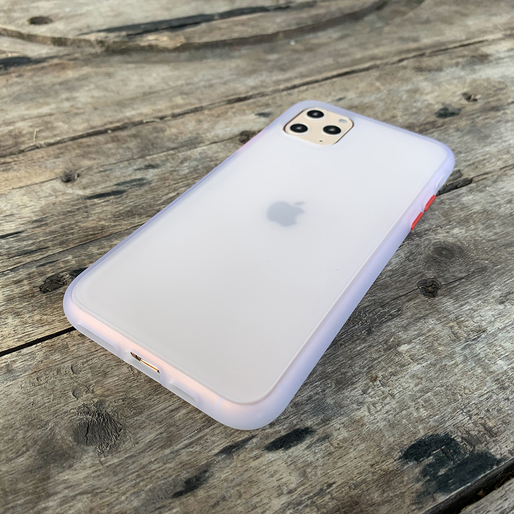 Ốp lưng chống sốc dành cho iPhone 11 Pro nút bấm màu đỏ - Màu trắng
