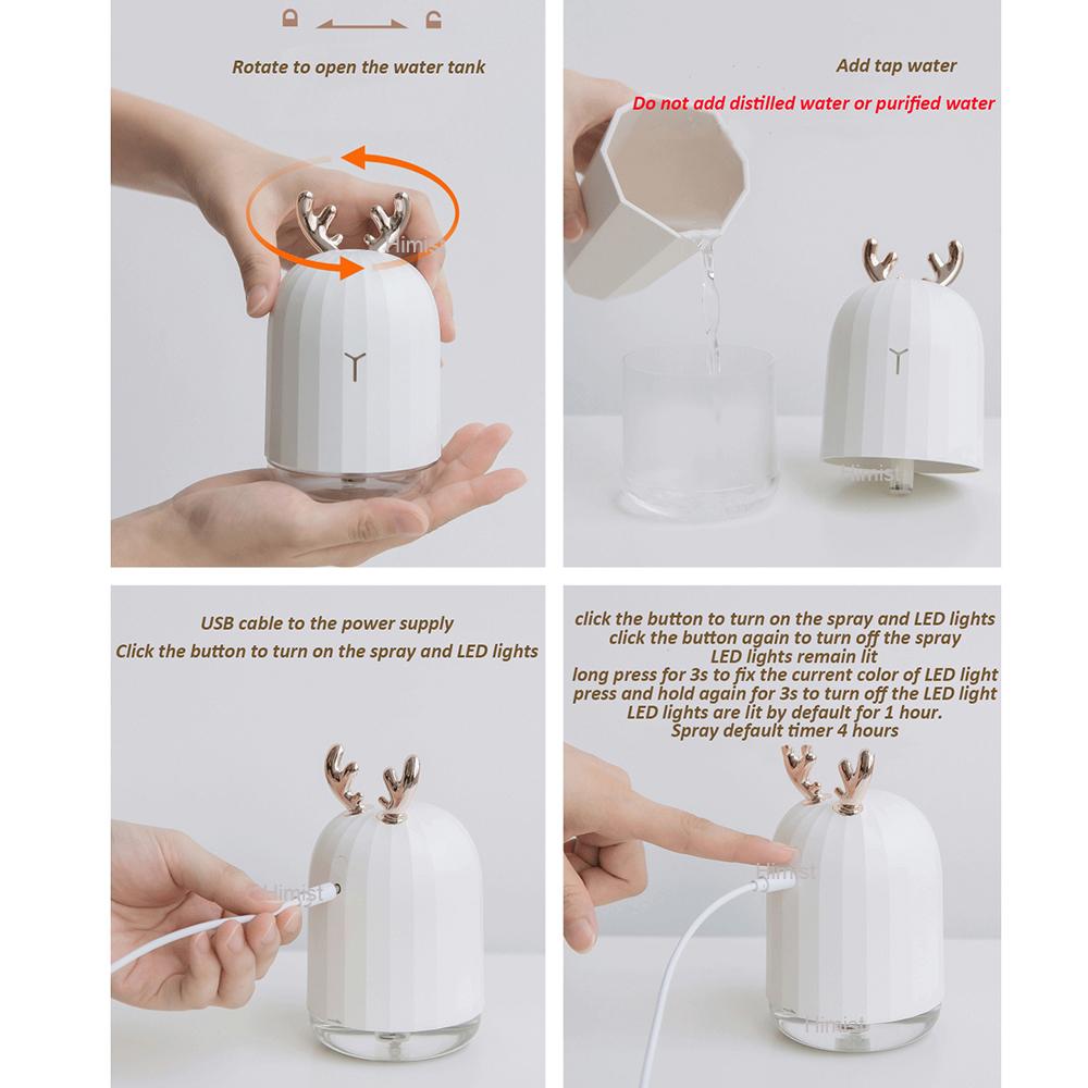 Chất Lượng Cao 220ML Siêu Âm Thanh Máy Tạo Độ Ẩm Không Khí Tinh Máy Khuếch Tán Tinh Dầu Cho Nhà Xe Hơi USB Phun Sương Tạo Ẩm Hình Ếch Con Phun Sương Tạo Có Đèn LED đèn Ngủ