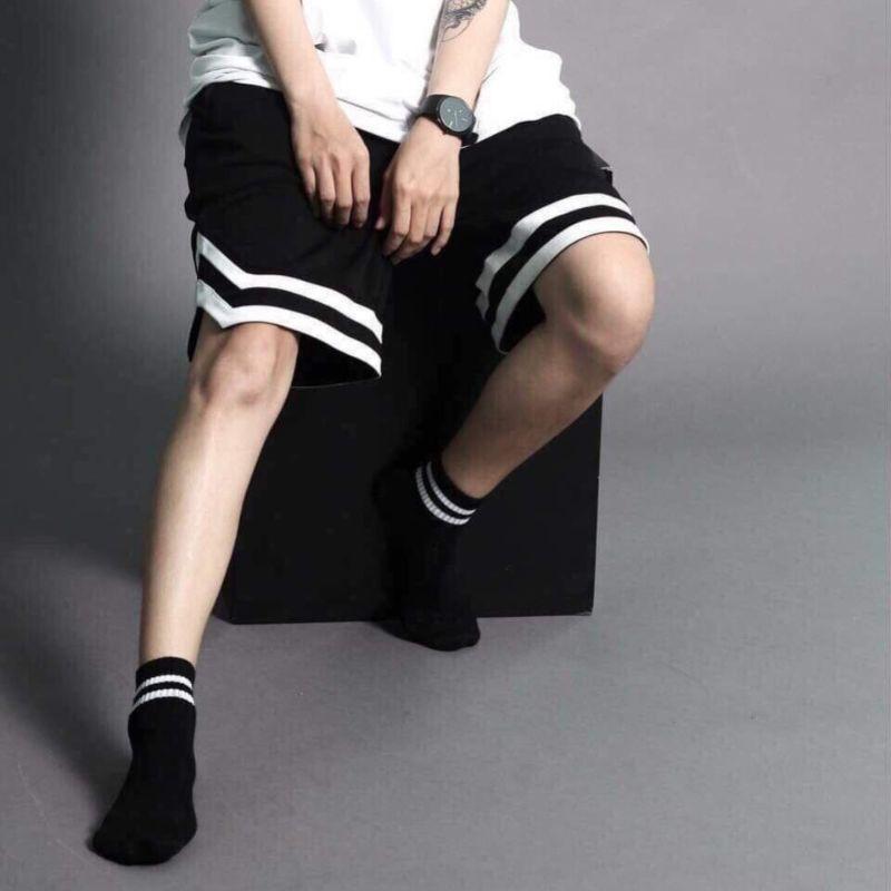 Quần short thun unisex bóng chày Chữ V nam nữ phong cách ulzzang , quần đùi thể thao form rộng ( Video ảnh thật)