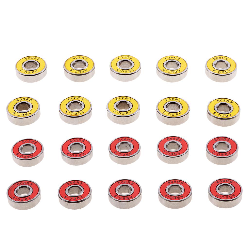 20 Chiếc ABEC-9 608RS Lăn Bánh Vòng Bi Cói Vòng Bi Vàng + Đỏ