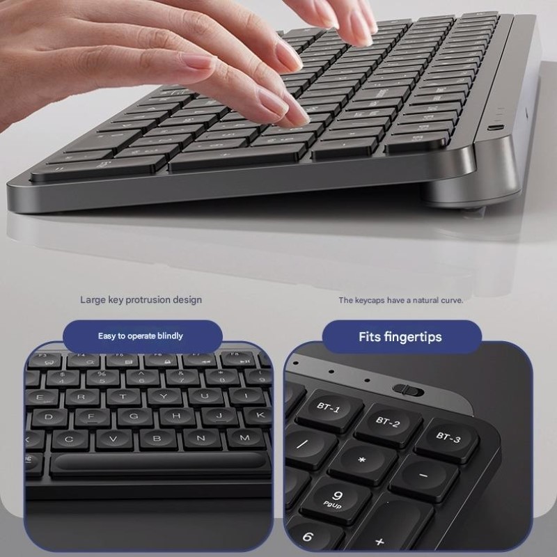 Bàn phím chuột không dây mini X107 - pin sạc - đa kết nối bluetooth 5.0 + Usb wireless 2.4G chống ồn cho pc laptop hàng nhập khẩu