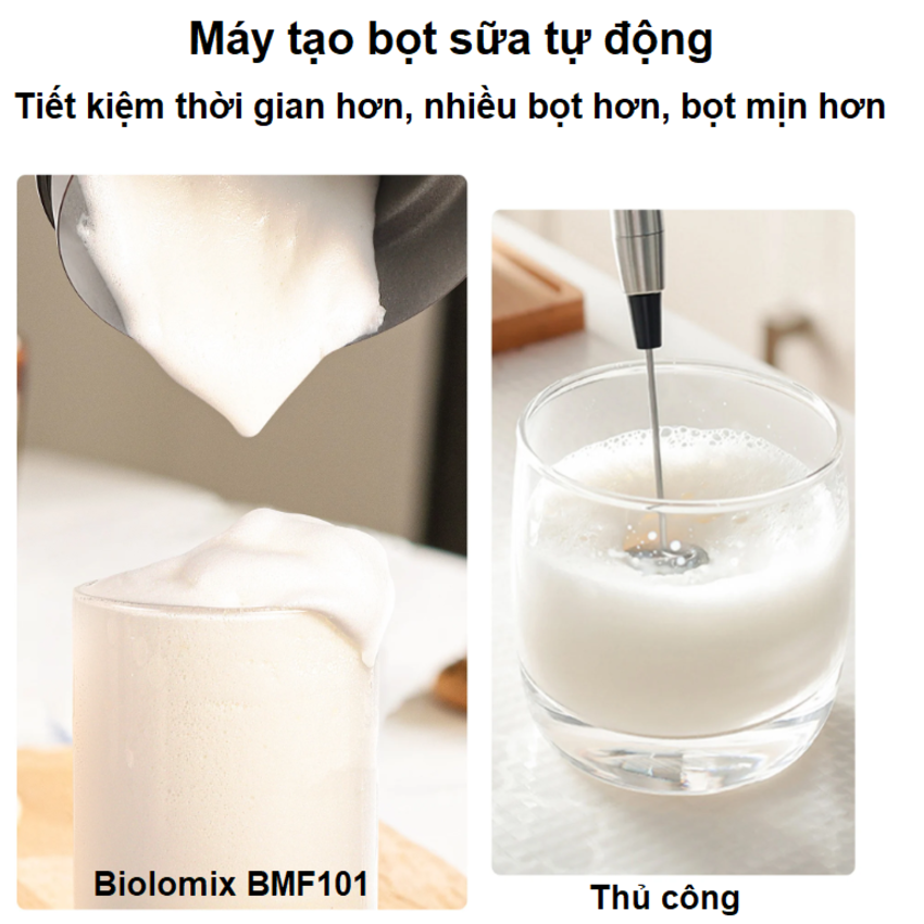 Máy tạo bọt sữa, cà phê, ca cao New Digital 5 trong 1 chuyên nghiệp thương hiệu Mỹ Biolomix BMF102E - Hàng chính hãng (BẢO HÀNH 1 NĂM)