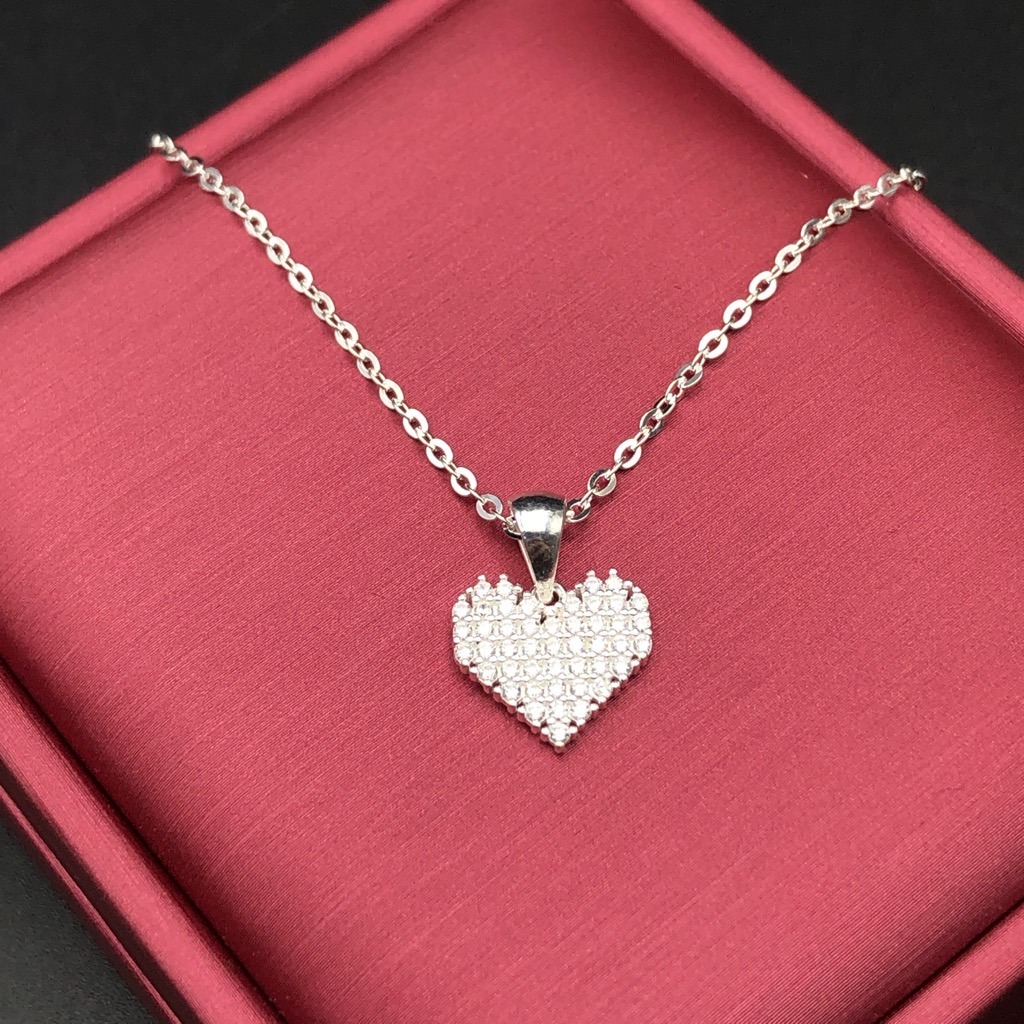 Dây Chuyền , Vòng Cổ Nữ Trái Tim Đính Đá BẠC HIỂU MINH DMD491